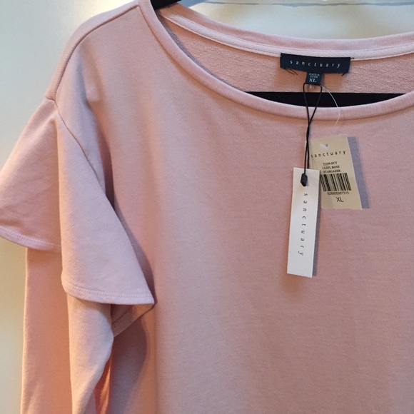 New Sanctuary pink ruffle sweatshirt shirt modern boho Nordstrom - Picture 2 of 2